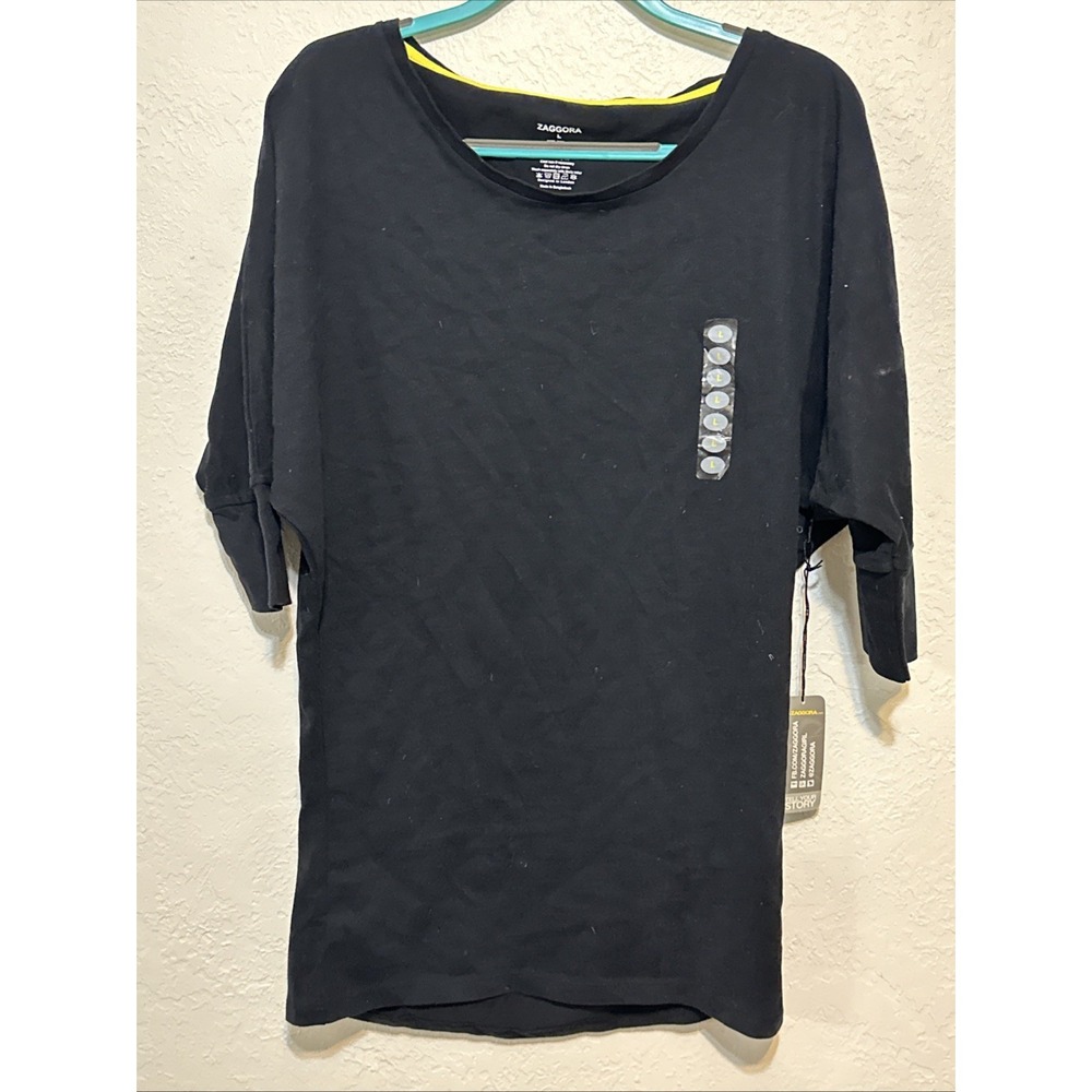 NWT Zaggora Size Large L  Work Out  Top Tank black  Lounge 100% Cotton New